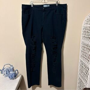 One5One Woman Distressed Jeans Women’s 22W Stretch High Rise Boho Casual Ripped